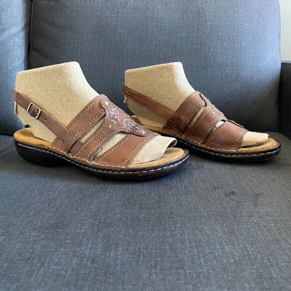 NATURALIZER WOMEN'S SUMMER COMFORTABLE LEATHER SANDALS BROWN SIZE 9-9.5 - Picture 2 of 8